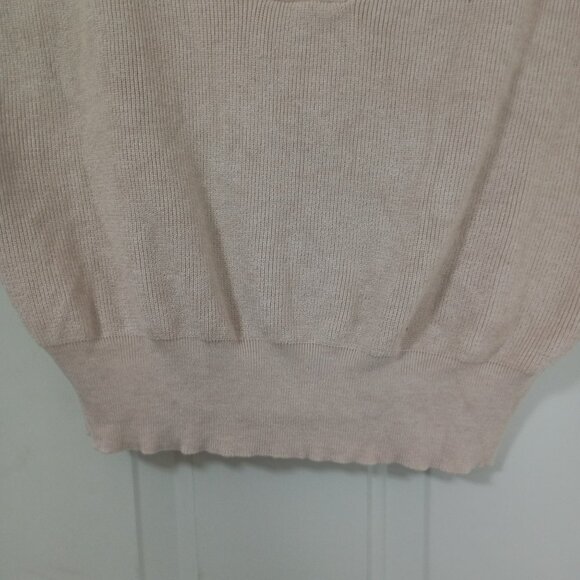 Pink Rose Sweater Vest Beige Knit Sleeveless With Collar Womens L - Picture 6 of 9